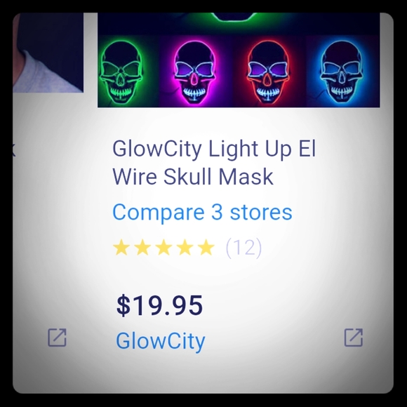 Skeleton Light up face mask - Picture 1 of 5